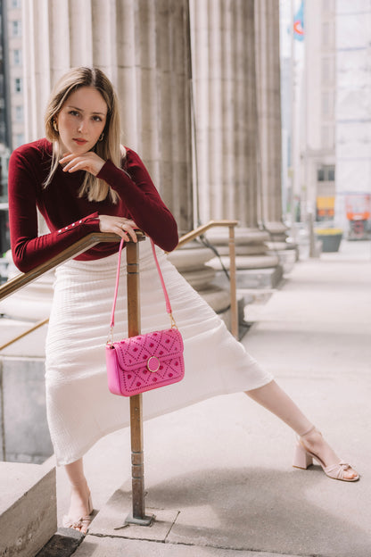 New Arrival - Bahli - Weaved Handbag - Pink