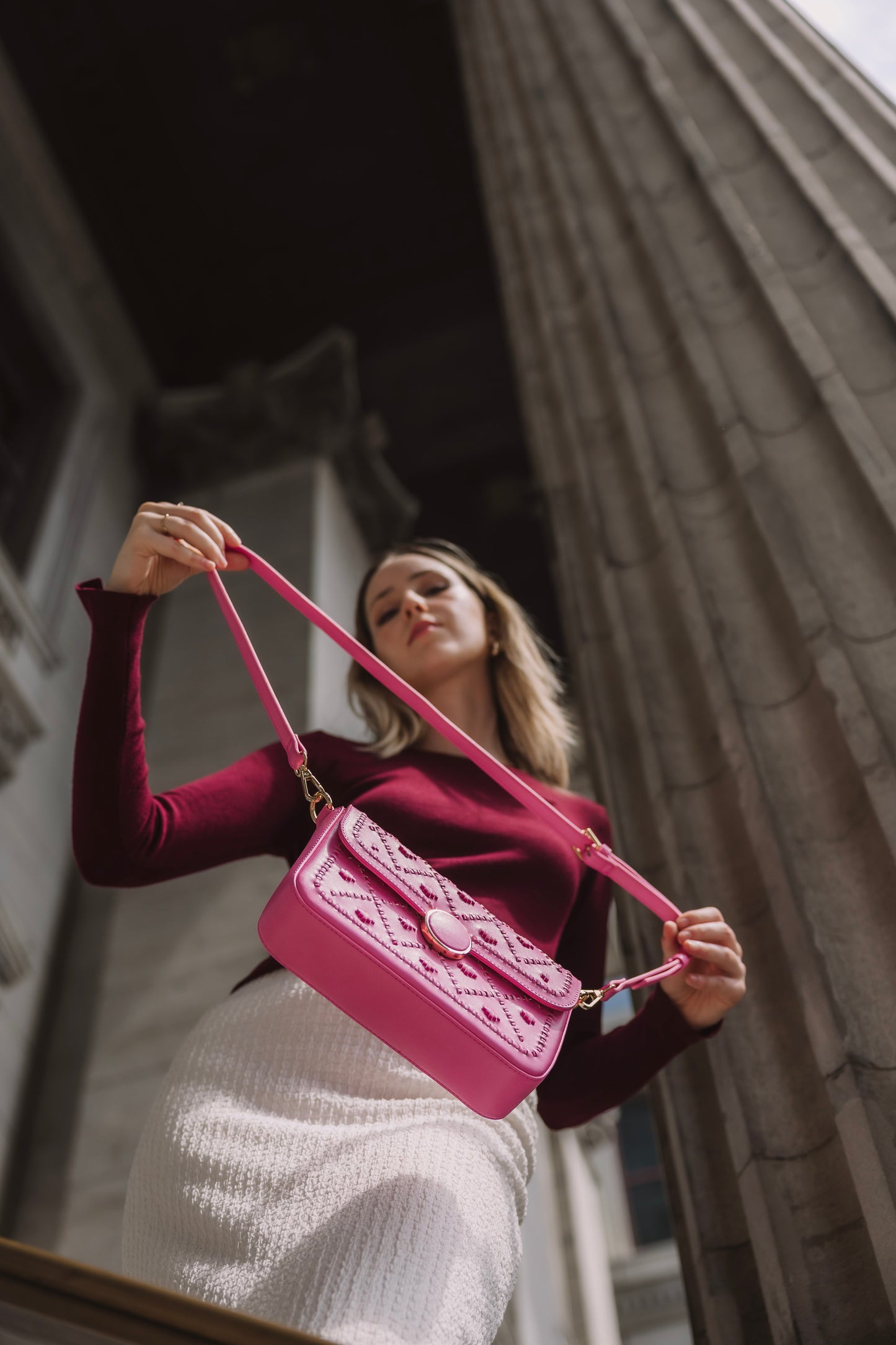 New Arrival - Bahli - Weaved Handbag - Pink