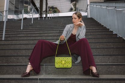 New Arrival- Bahli - Weaved Handbag - Neon