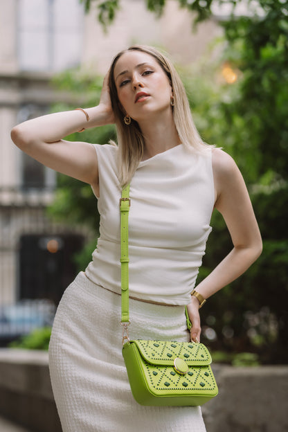 New Arrival- Bahli - Weaved Handbag - Neon