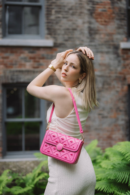 New Arrival - Bahli - Weaved Handbag - Pink