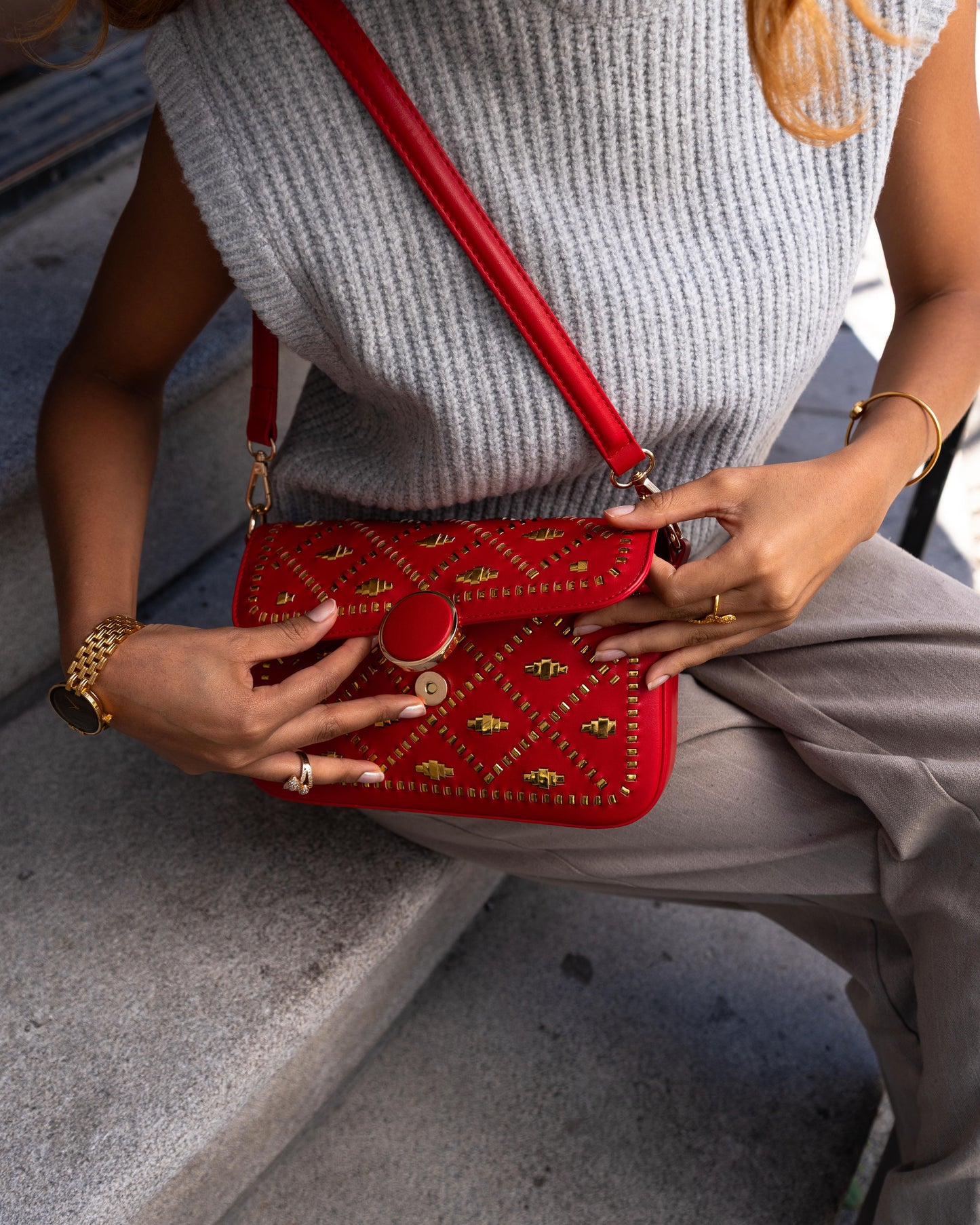 Bahli - Weaved Handbag - Red