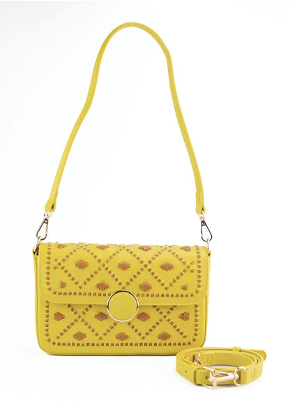 New Arrival - Bahli- Weaved Handbag - Mustard Yellow